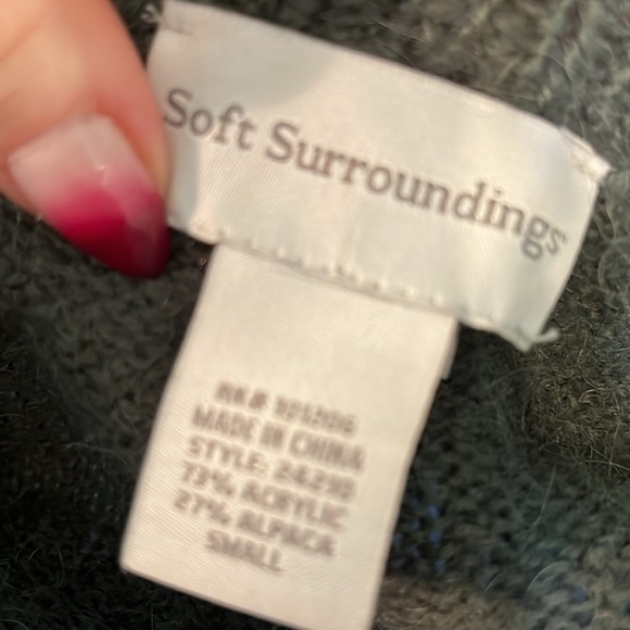 Soft Surroundings Cardigan Sweater Alpaca Blend Beaded Detail Green Size Small - Picture 8 of 9